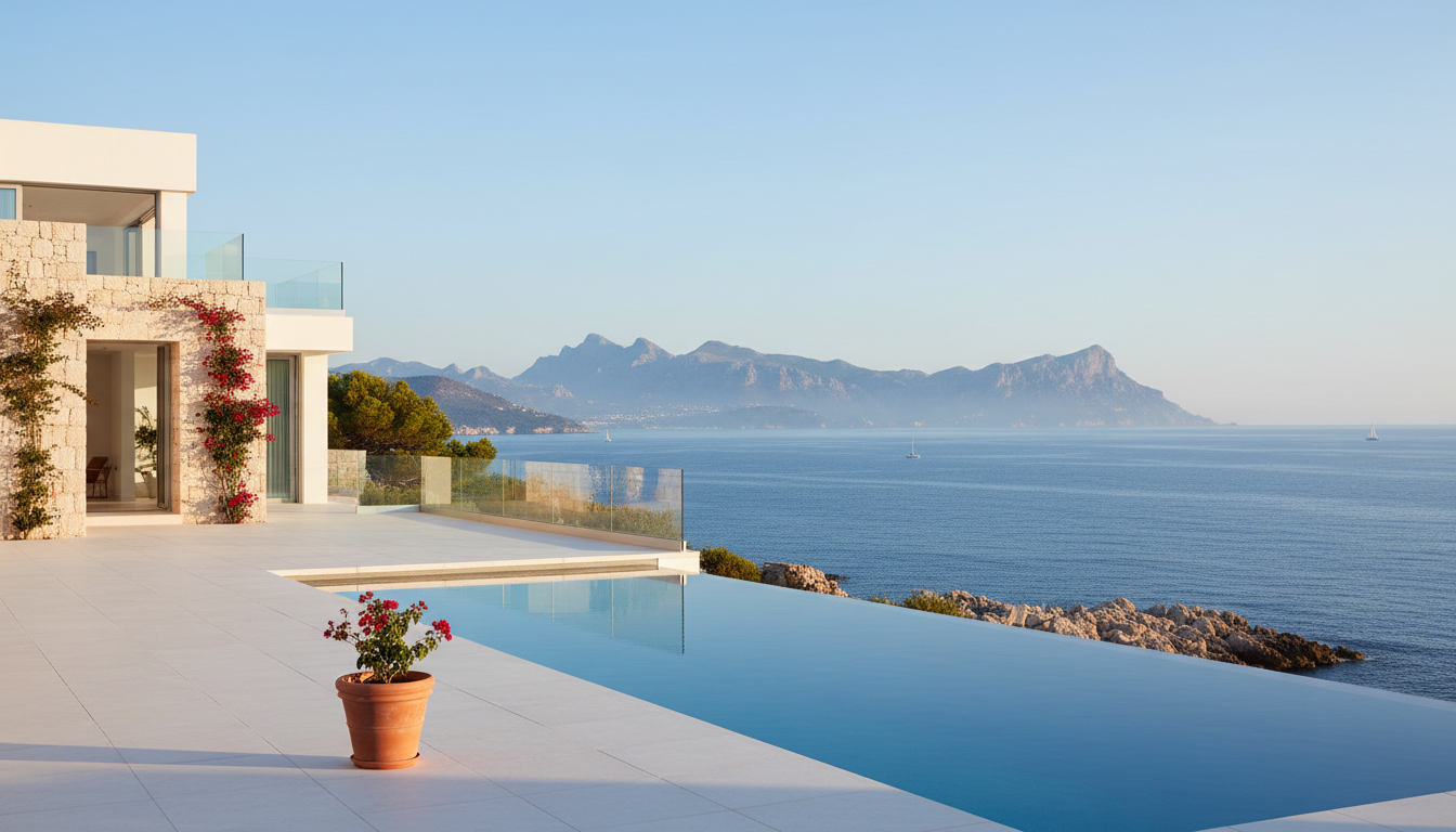 Moderne Villa mit Infinity-Pool und Meerblick.